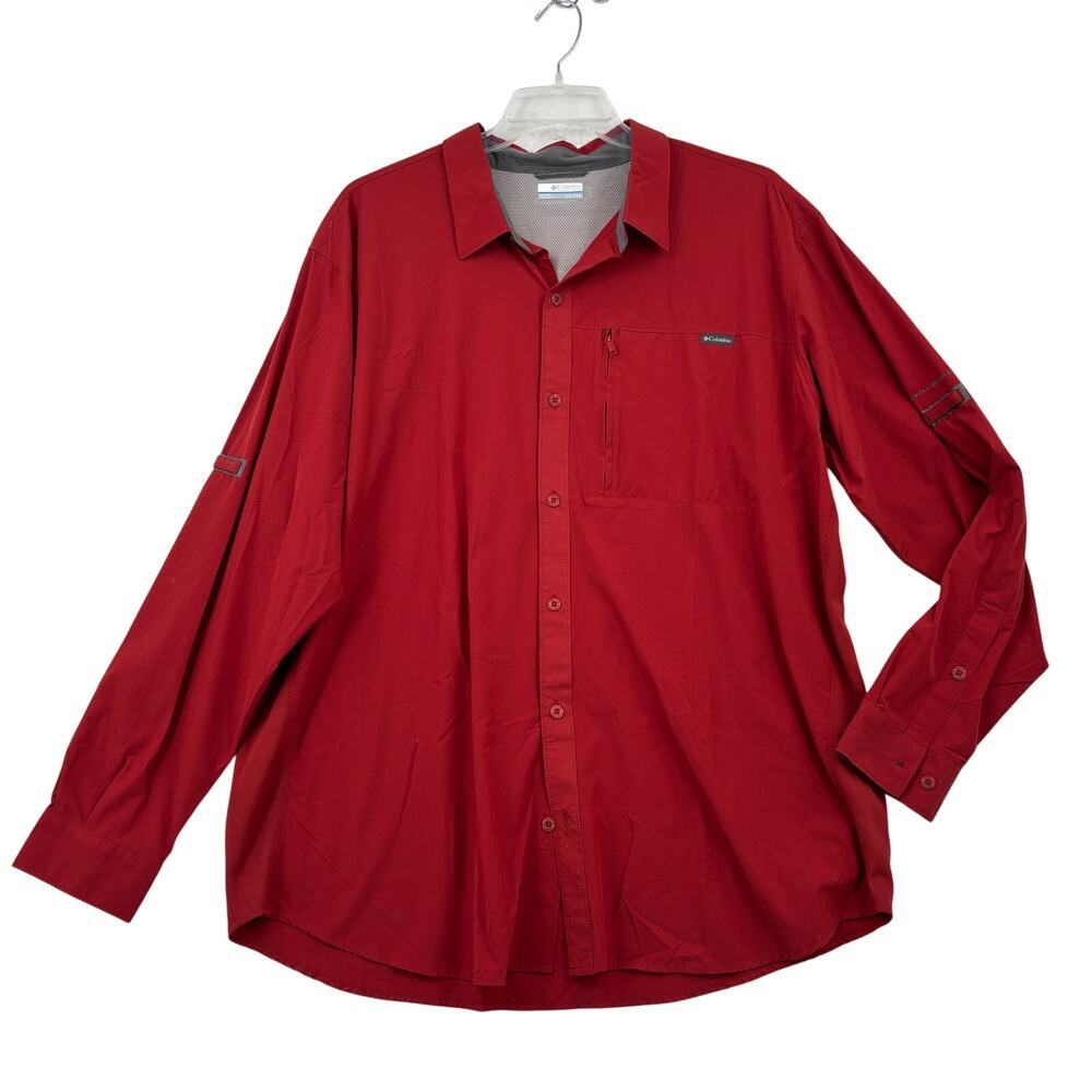 Columbia Shirt Mens XXL Red Titanium Omni-Shield Long Sleeve Button Down Vented